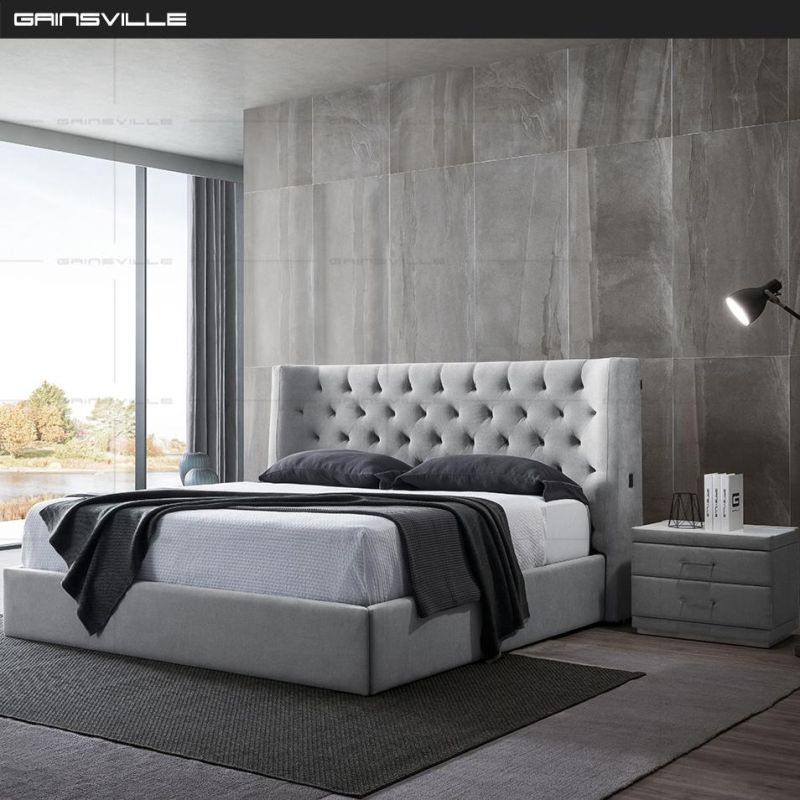 Popular Italy Hotel Furniture Modern Furniture Bedroom Furniture Bed King Bed Sofa Bed Upholstered Fabric Bed