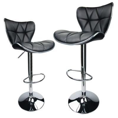 Cheap Modern Leather Bar Stool High Chair with Footrest, White Swivel Bar Chair Bar Furniture