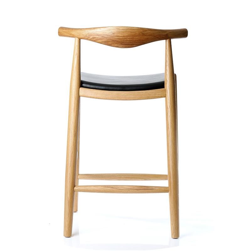 Hans Solid Wooden Bar Stool with Leather Mat