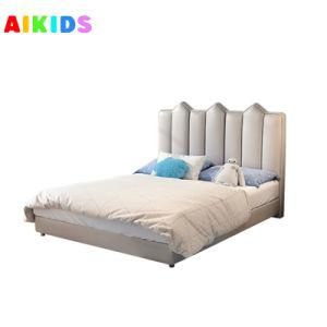 Italian Minimalist Luxury Children Leather Bed Boys Guardrail Slide Nordic Simple Soft Bed
