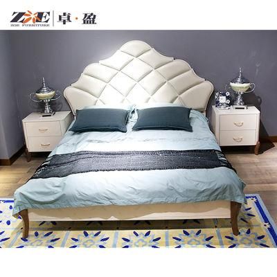 Italian Luxury Design Home Furniture Set Wooden Leather Bed