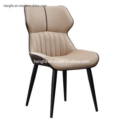 Modern Bedroom Furniture Hotel Leisure Leather Upholstered Steel Dining Chairs
