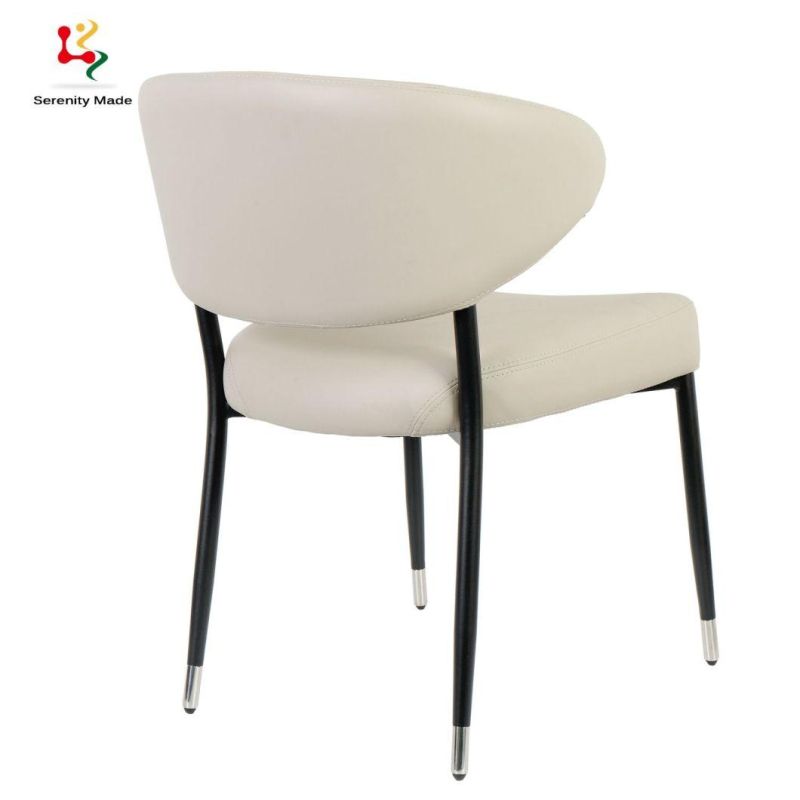 New Design Leather Upholstered Metal Legs Dining Chair