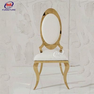 Modern Gold Luxury Leather Event High Back Stainless Steel Chair