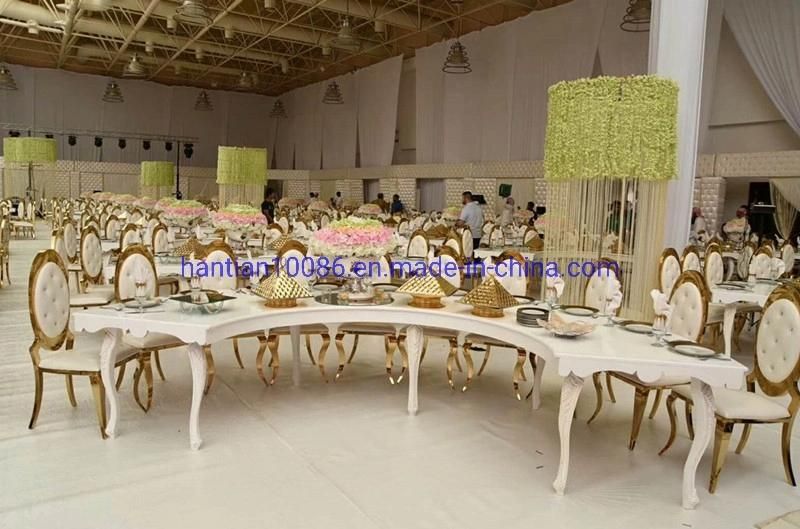 Rental Wedding Banquet Ice Stacking Gold Stainless Steel Phoenix Dining Chairs