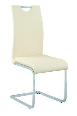 Cream PU with Chrome Handle Dining Chair