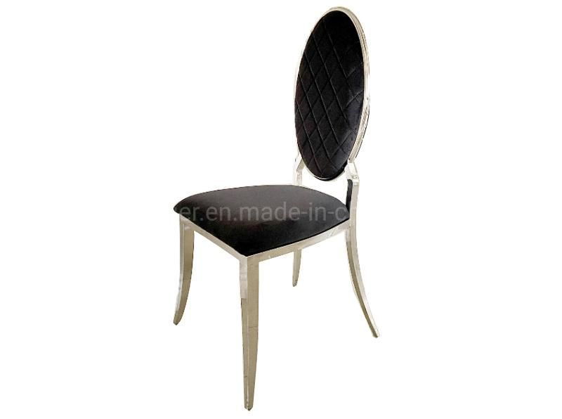 Contemporary Stainless Steel Round Back Black Velour Upholstered Dining Chairs