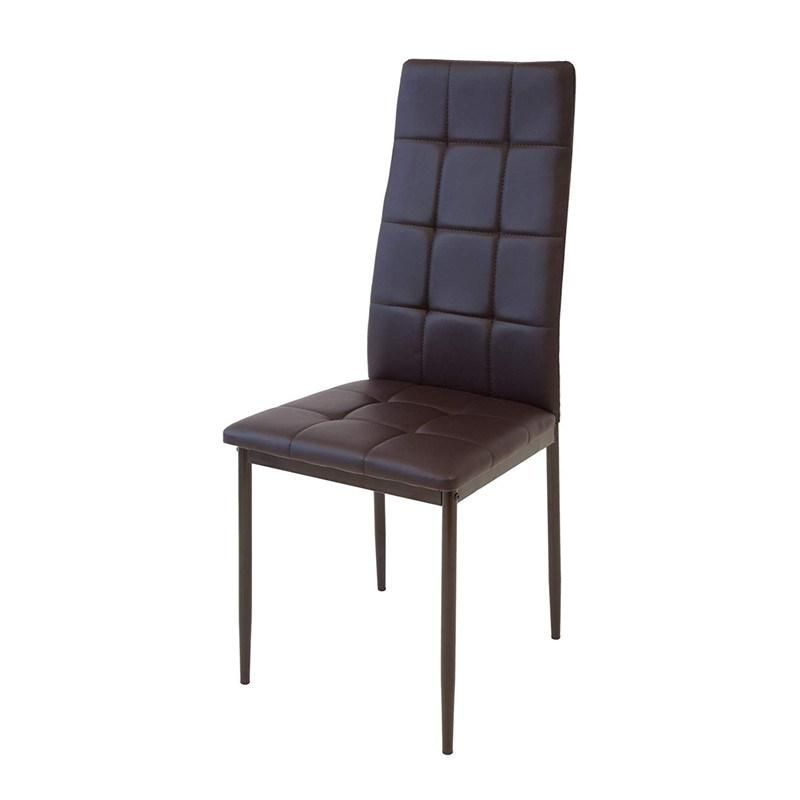 Modern Style Factory Leather Chair Office Restaurant Chairs High Back Metal Leg with Black Powder Coating Dinner Chair