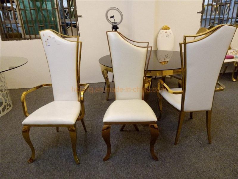 Wholesale Classic Furniture Gold Round Back Metal Sponge Wedding Chair Stainless Steel Dining Chair Modern Outdoor Home Living Dining Room Furniture Chair