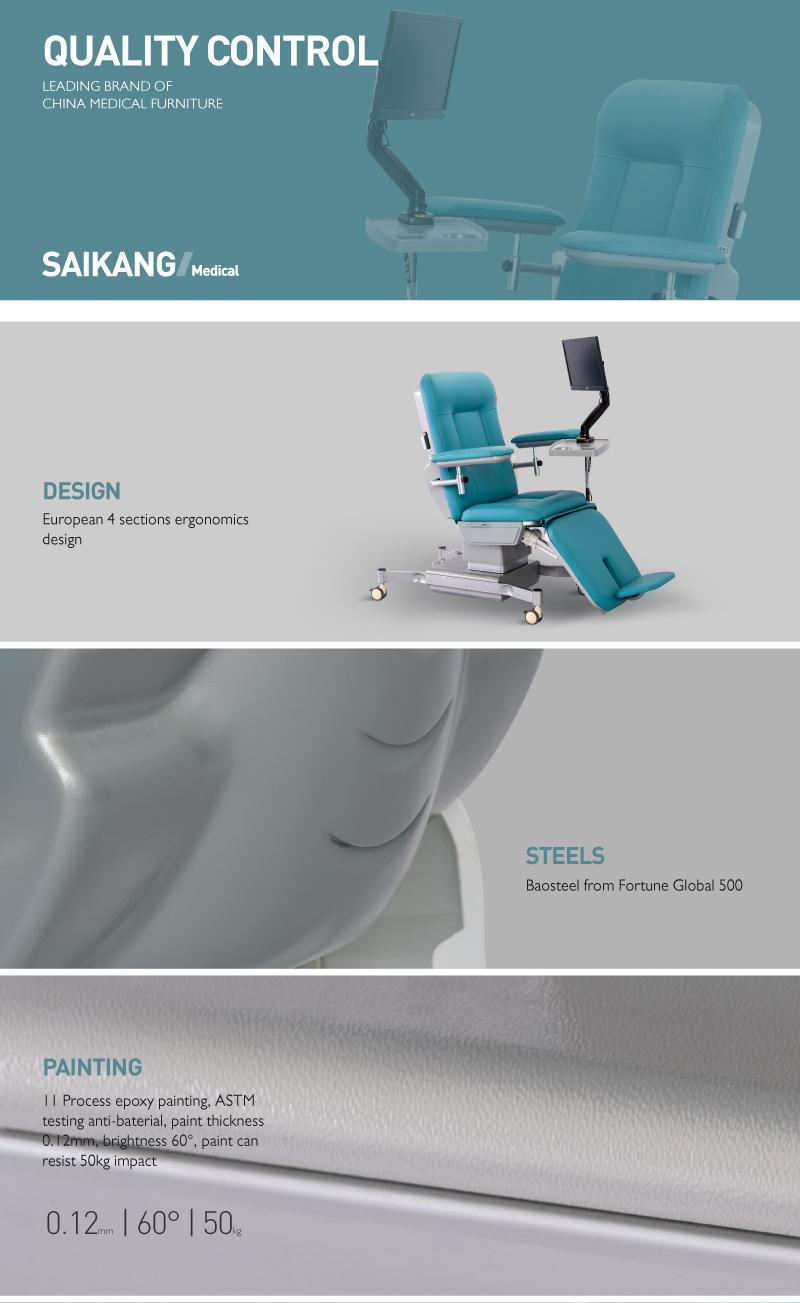 Ske-170A Saikang Sale EEG Chair ECG Chair Movable 3 Function Adjustable Medical Electric Reclining Dialysis Chair with Wheels