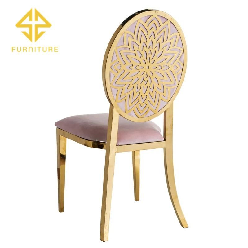 Modern Royal Elegant Stainless Steel Wedding Velvet Dining Chair for Hotel Restaurant Furniture