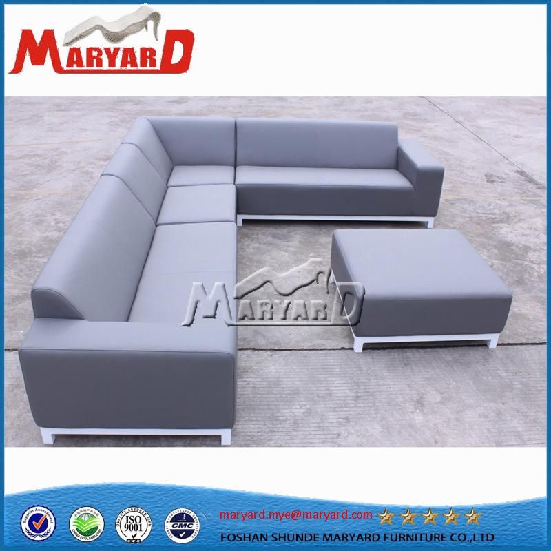 PU Leather Outdoor Weather Reistant L Shape Aluminum Sofa Set