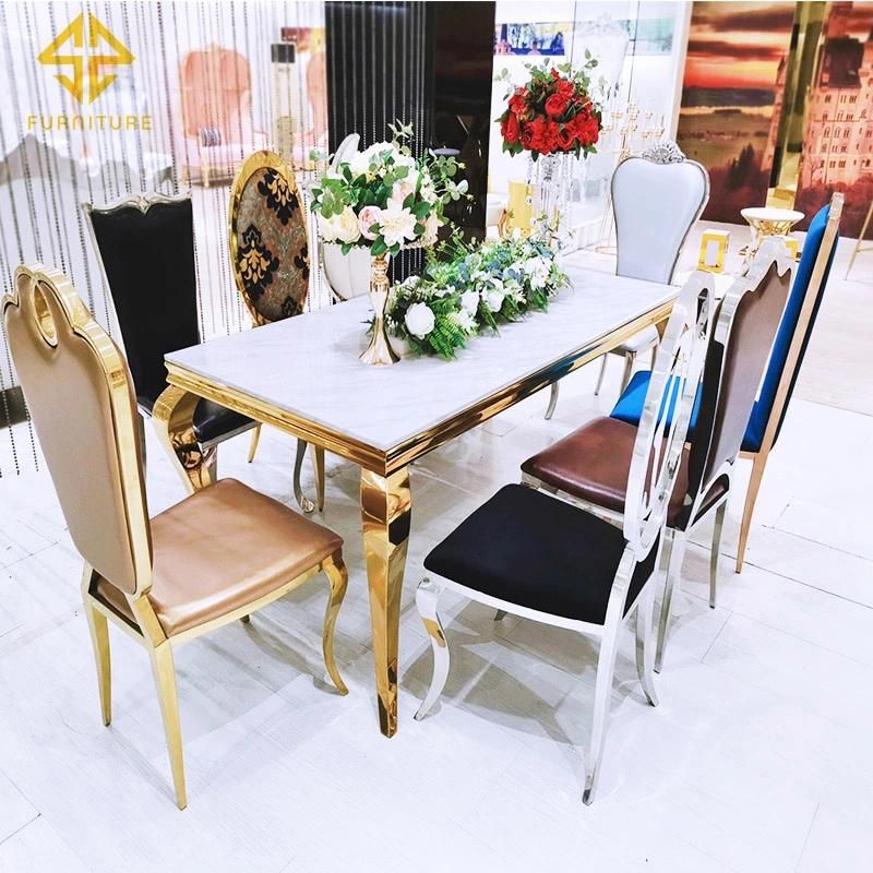 Popular Middle East Stainless Steel Wedding and Events Leather Dining Back Chair