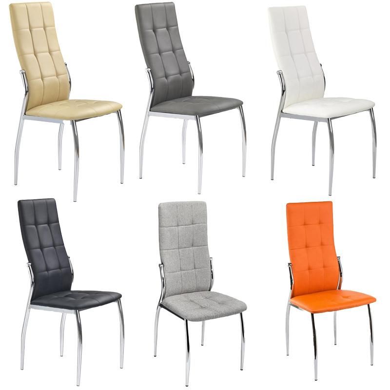 Modern Home Furniture Restaurant Furniture Colorful PU Leather Dining Chair with Chromed Legs for Living Room