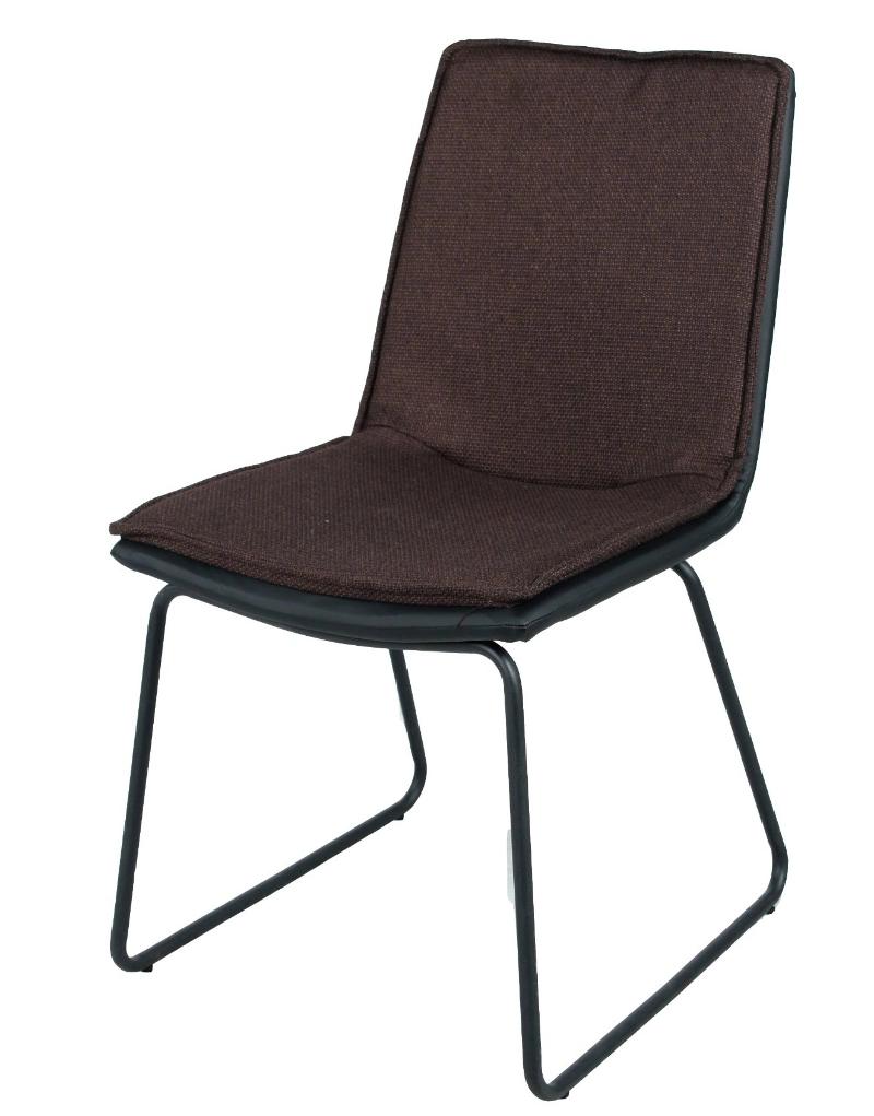 Modern Simple Design Restaurant Cafe Furniture Fabric PU Leather Metal Tube with Black Powder Costing Leg Dining Chair