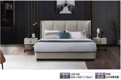 Modern Wooden Home Hotel Bedroom Furniture Bedroom Set Wall Sofa Double Bed Leather King Bed (UL-BEJ2010)