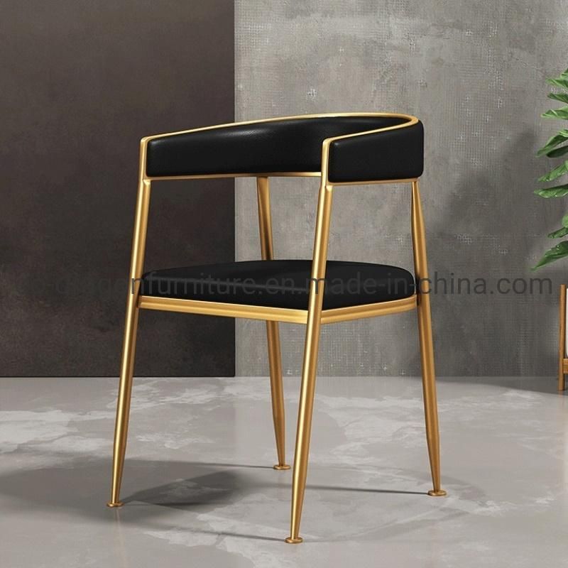 Modern Home Furniture Steel Leg Leather Dining Chair with Arm