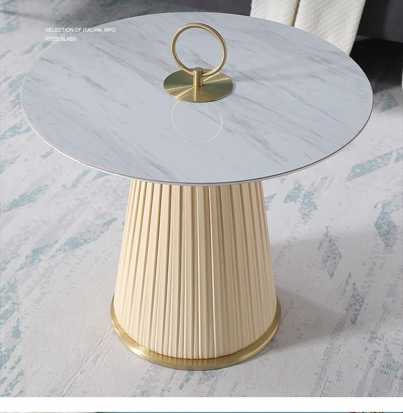 Home Furniture PU Leather Sintered Stone Tea Table