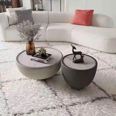Italy Light Luxury Leather Art Size Round Coffee Table Bowl Shaped Living Room Coffee Table
