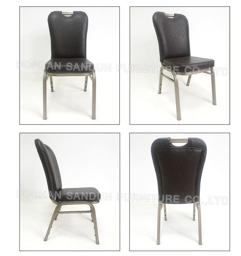 Strong and Comfortable Black PU Leather Cushion Dining Event Banquet Chair