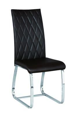 Black PU with Diamond Shape Chrome Legs Dining Chair