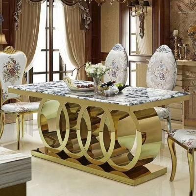 New Design Stainless Steel Marble Top Hotel Banquet Wedding Dining Table