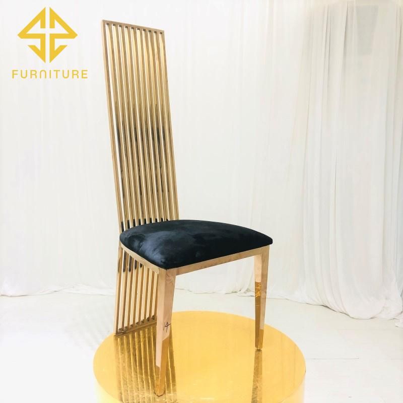 New Model Luxury Stainless Steel High Back Dining Chair with PU Leather Seat