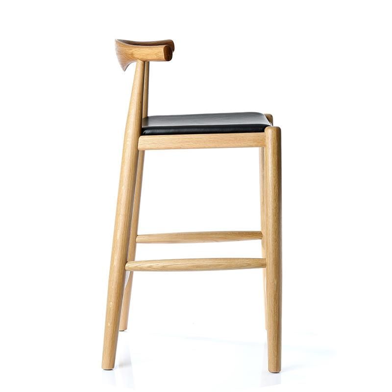 Hans Solid Wooden Bar Stool with Leather Mat