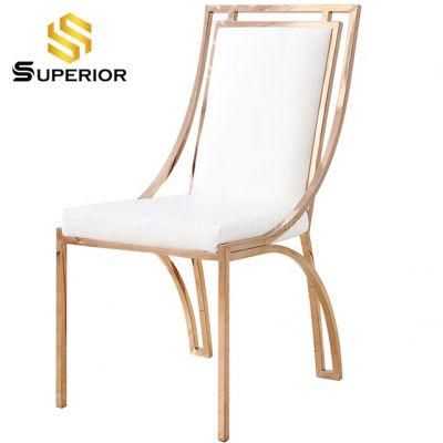 American Style Stainless Steel Gold Leg Leather Dining Room Chair