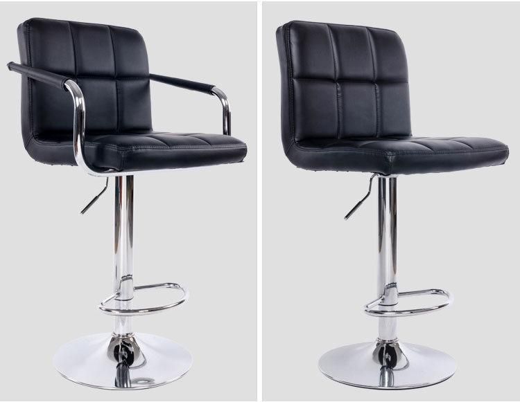 Chair Black Leather Dining Metal Chrome and White Bar Stool Saucer Chair Modern Hotel Lounge Leather Barstool Chair