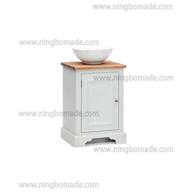 Understated Natural Timbers Furniture White Birch Base Natural Solid Ash Top Right Open Door Single Bathroom Cabinet