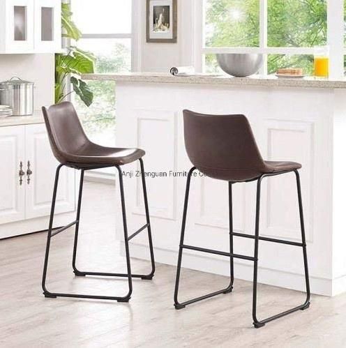 Nordic Style Modern Leather Restaurant Cafe Dining Lounge Living Room Furniture Stool Bar Chair (ZG21-009)