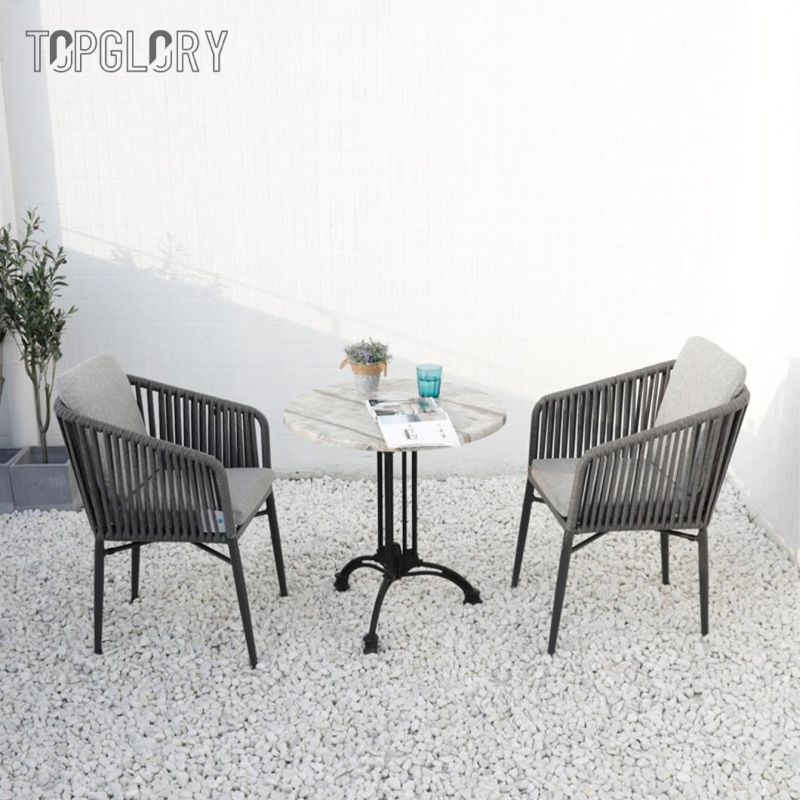 Chinese Wholesale Modern Home Hotel Outdoor Patio Garden Furniture Aluminum Tube Olifen Rope Table and Chair