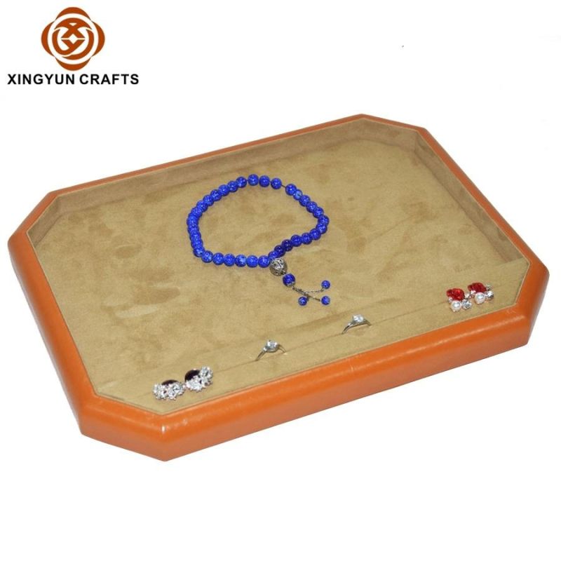 Factory Supply Leather Display Tray Custom Wood Jewel Stand for Jewelry Show and Exhibition