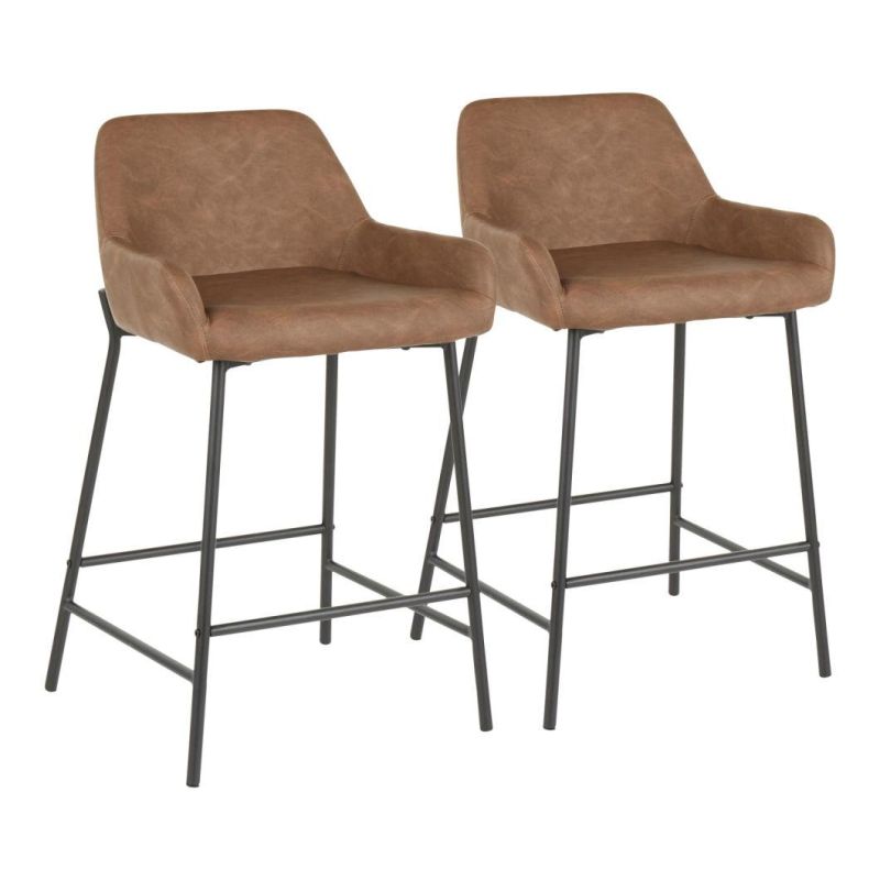 Modern 2 PCS PU Leather Modern Bar Stools High Quality Adjustable Leather Swivel Bar Stool