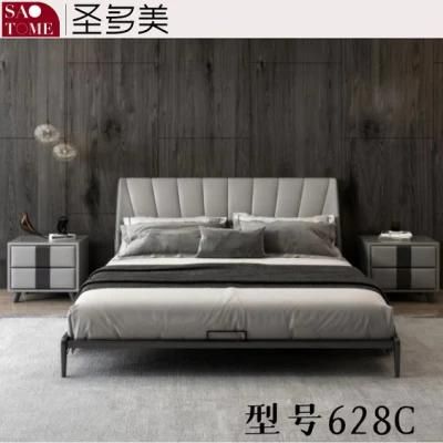 Modern Pop Beige with Dark Gray Leather 1.5m 1.8m Double Bed