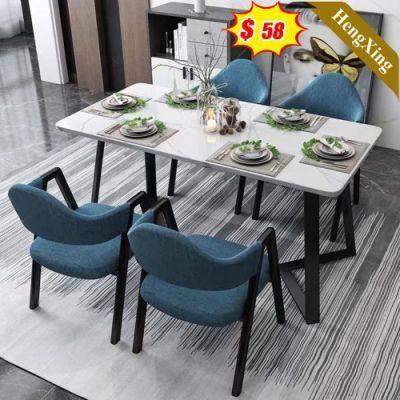 Cheap Modern Restaurant Home Dinner Furniture Marble Dining Table with Black Legs for Home
