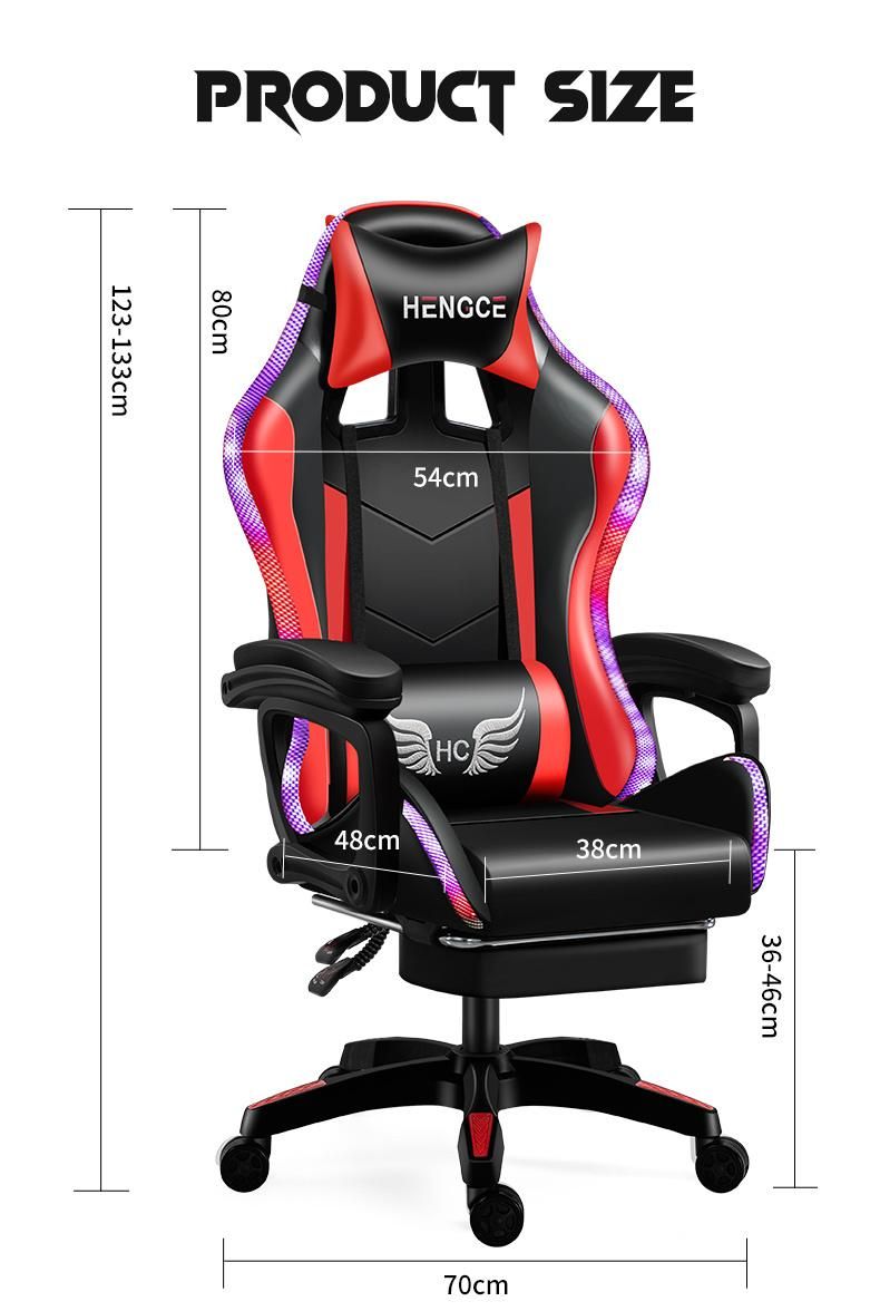 2021 Hot New Design Modern Luxury Swiveling Reclining CE Approval RGB LED Light Silla Gamer Racing Video Game Gaming Chair with Footrest