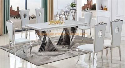 Discount Price Hole Back Dining Chair with PU Factory Sales Metal Pattern Frame Wedding Chair