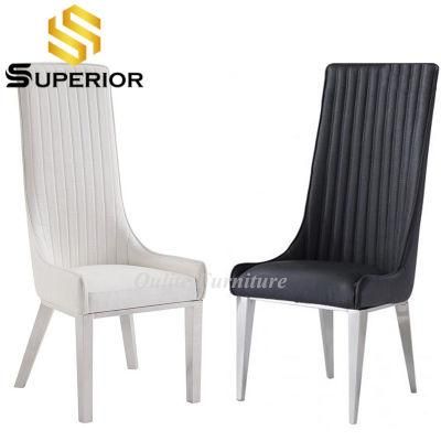 High Back Black and White Leather Dining Chair for Home