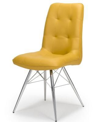 Yellow Leather Contemporary Style Dining Chair Living Room Chair