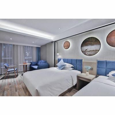 Modern Blue Color MDF with Veneer Hotel Standard Bedroom Furniture