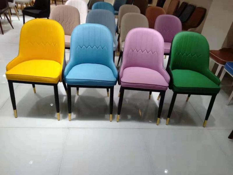 Dining Room 4 Chair Yellow Italian Design Hot Sale Light Luxury Leather Faux Modern PU Designs Dining Chair Upholstered