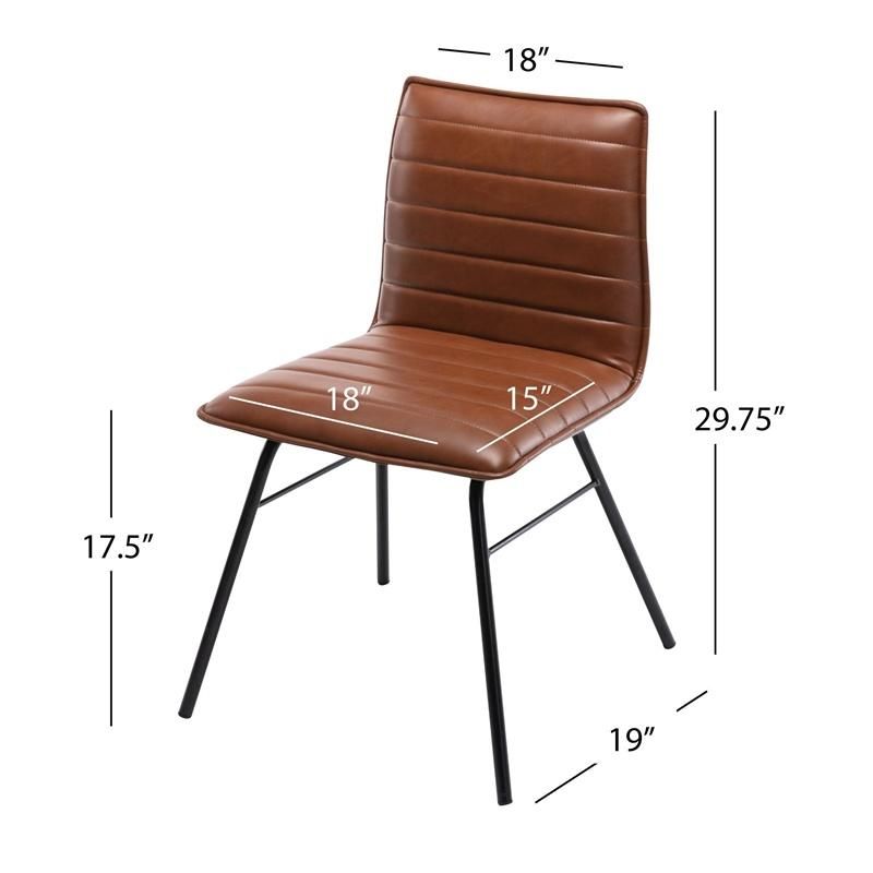Home Furniture Modern PU Leather Elastic Stretch Seat Brown Dining Chair