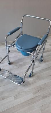 High Quality Manuafacturer Folding Toilet Chair with Footstep for Elderly Commode Chair