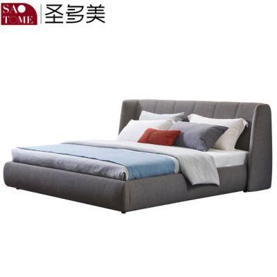 Modern Hotel Bedroom Furniture Wooden Leather 1.8m Double Flat King Bed