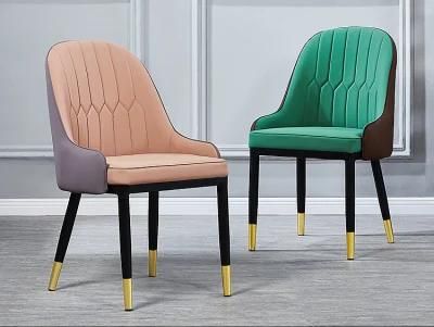 Wholesale Leisure Colorful Design Restaurant Nordic Metal Luxury Upholstered Cheap Modern Leather Dining Chair