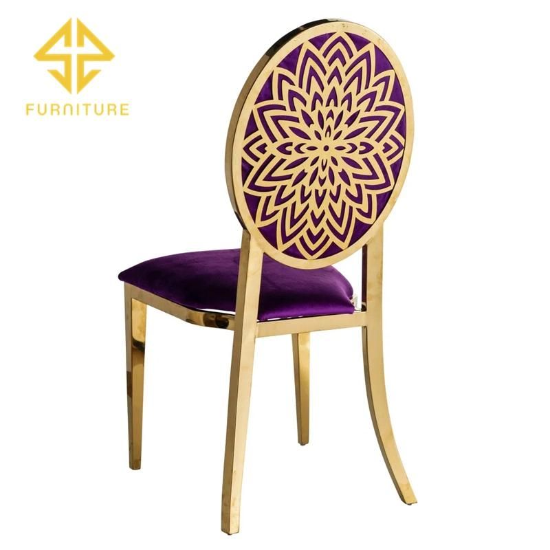 Wholesale Luxury Wedding Furniture Gold Stainless Steel Hotel Restaurant Chair