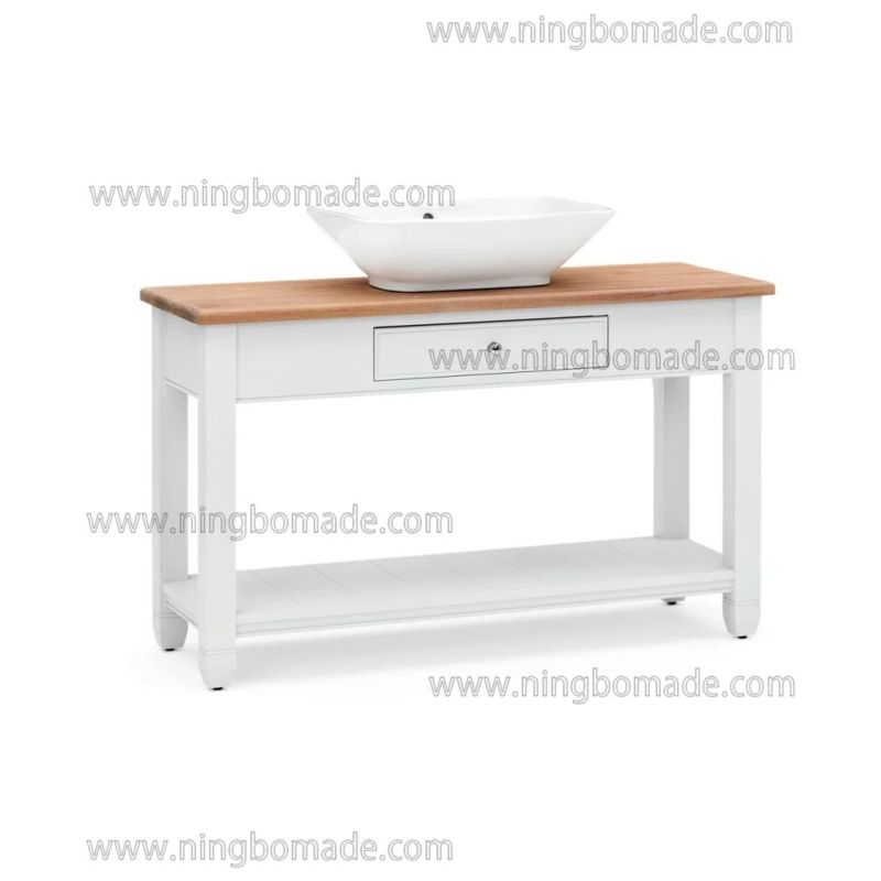 Understated Natural Timbers Furniture White Birch Base Natural Solid Ash Top Single Basin Wide Bathroom Table