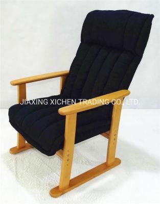 Black Fabric Hotel Furniture Wooden Armrest Leisure Chair